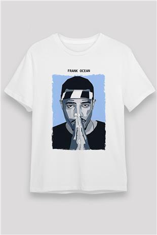 Frank Ocean Baskılı Unisex Beyaz Tişört - Tshirt