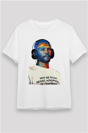 Frank Ocean Baskılı Unisex Beyaz Tişört - Tshirt