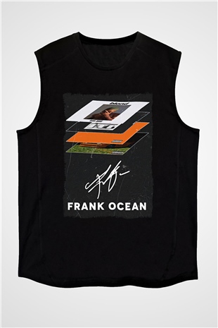 Frank Ocean Baskılı Unisex Siyah Kolsuz Tişört - Tshirt