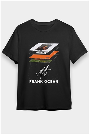 Frank Ocean Baskılı Unisex Siyah Tişört - Tshirt