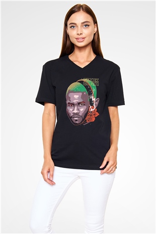 Frank Ocean Baskılı Unisex Siyah V Yaka Tişört - Tshirt