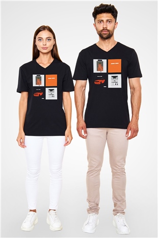 Frank Ocean Baskılı Unisex Siyah V Yaka Tişört - Tshirt