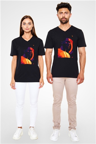 Frank Ocean Baskılı Unisex Siyah V Yaka Tişört - Tshirt