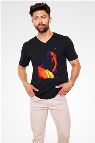 Frank Ocean Baskılı Unisex Siyah V Yaka Tişört - Tshirt