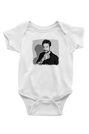 Frank Turner Baskılı Unisex Beyaz Bebek Body - Zıbın