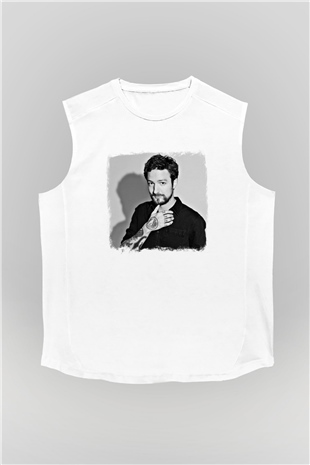 Frank Turner Baskılı Unisex Beyaz Kolsuz Tişört