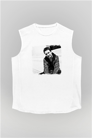 Frank Turner Baskılı Unisex Beyaz Kolsuz Tişört