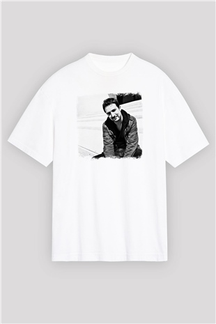 Frank Turner Baskılı Unisex Beyaz Oversize Tişört