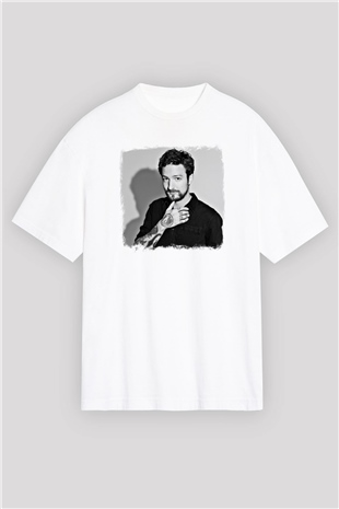 Frank Turner Baskılı Unisex Beyaz Oversize Tişört
