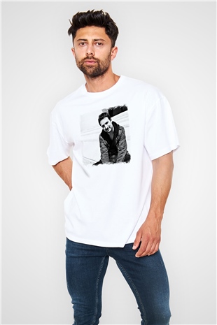 Frank Turner Baskılı Unisex Beyaz Oversize Tişört