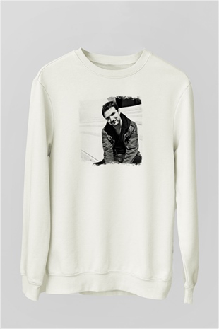 Frank Turner Baskılı Unisex Beyaz Sweatshirt