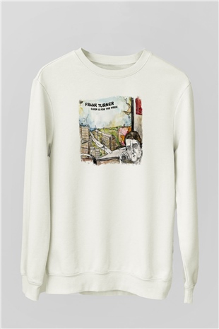 Frank Turner Baskılı Unisex Beyaz Sweatshirt