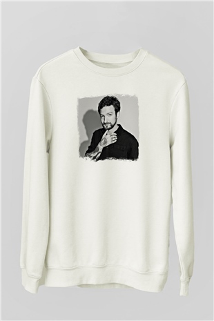 Frank Turner Baskılı Unisex Beyaz Sweatshirt