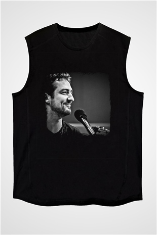 Frank Turner Baskılı Unisex Siyah Kolsuz Tişört