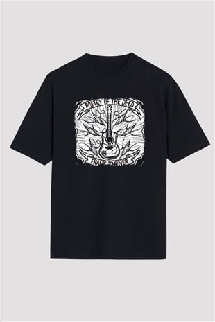 Frank Turner Baskılı Unisex Siyah Oversize Tişört