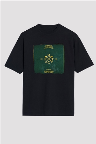 Frank Turner Baskılı Unisex Siyah Oversize Tişört