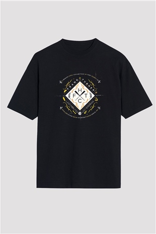 Frank Turner Baskılı Unisex Siyah Oversize Tişört