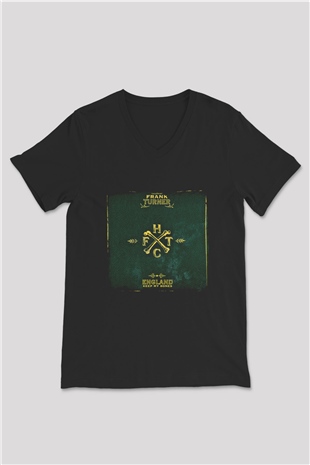 Frank Turner Baskılı Unisex Siyah V Yaka Tişört