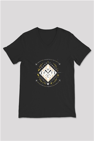 Frank Turner Baskılı Unisex Siyah V Yaka Tişört