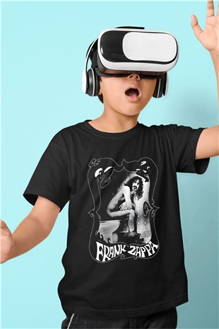 Frank Zappa Baskılı Siyah Unisex Çocuk Tişört