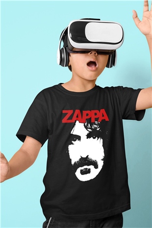 Frank Zappa Baskılı Siyah Unisex Çocuk Tişört