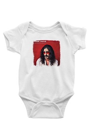 Frank Zappa Baskılı Unisex Beyaz Bebek Body - Zıbın