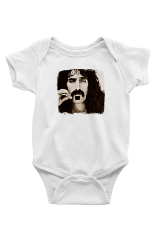 Frank Zappa Baskılı Unisex Beyaz Bebek Body - Zıbın