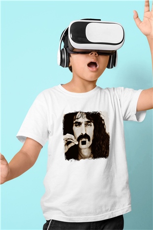 Frank Zappa Baskılı Unisex Beyaz Çocuk Tişört