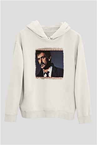 Frank Zappa Baskılı Unisex Beyaz Hoodie