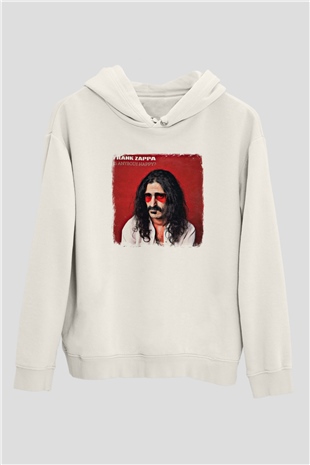 Frank Zappa Baskılı Unisex Beyaz Hoodie