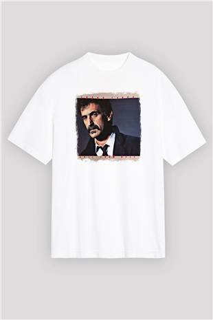 Frank Zappa Baskılı Unisex Beyaz Oversize Tişört