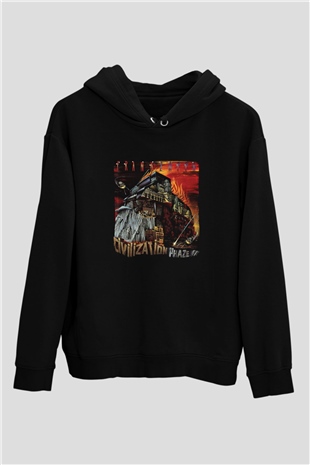 Frank Zappa Baskılı Unisex Siyah Hoodie