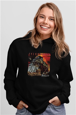 Frank Zappa Baskılı Unisex Siyah Hoodie