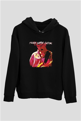 Frank Zappa Baskılı Unisex Siyah Hoodie