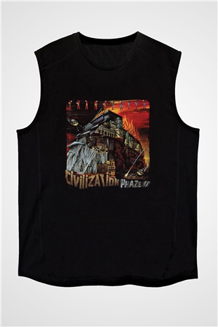 Frank Zappa Baskılı Unisex Siyah Kolsuz Tişört
