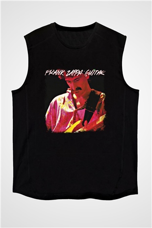 Frank Zappa Baskılı Unisex Siyah Kolsuz Tişört