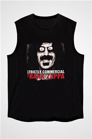 Frank Zappa Baskılı Unisex Siyah Kolsuz Tişört