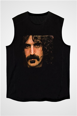 Frank Zappa Baskılı Unisex Siyah Kolsuz Tişört