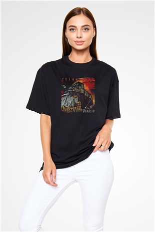 Frank Zappa Baskılı Unisex Siyah Oversize Tişört