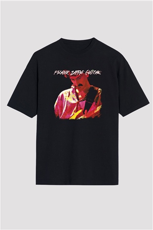 Frank Zappa Baskılı Unisex Siyah Oversize Tişört