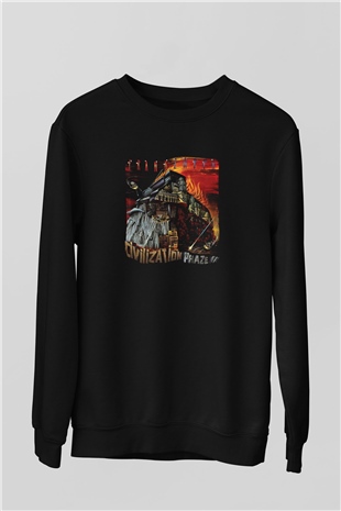 Frank Zappa Baskılı Unisex Siyah Sweatshirt