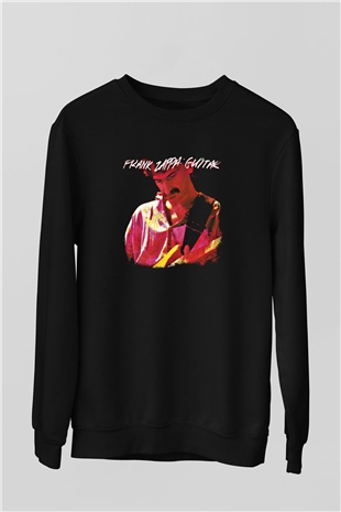 Frank Zappa Baskılı Unisex Siyah Sweatshirt