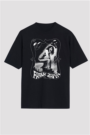 Frank Zappa Siyah Unisex Oversize Tişört T-Shirt