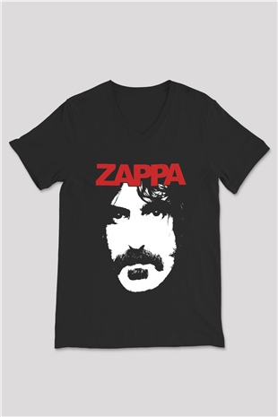 Frank Zappa Siyah Unisex V Yaka Tişört T-Shirt
