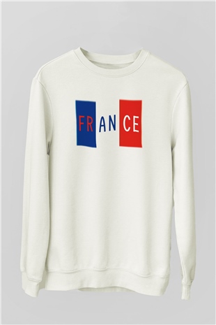 Fransa Beyaz Unisex Sweatshirt