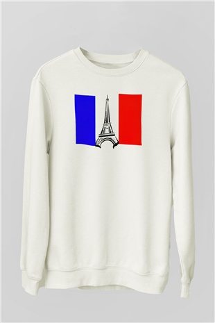 Fransa Beyaz Unisex Sweatshirt