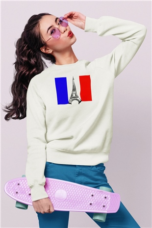 Fransa Beyaz Unisex Sweatshirt