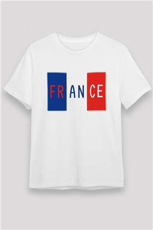Fransa Beyaz Unisex Tişört T-Shirt - TişörtFabrikası