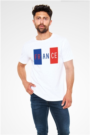 Fransa Beyaz Unisex Tişört T-Shirt - TişörtFabrikası