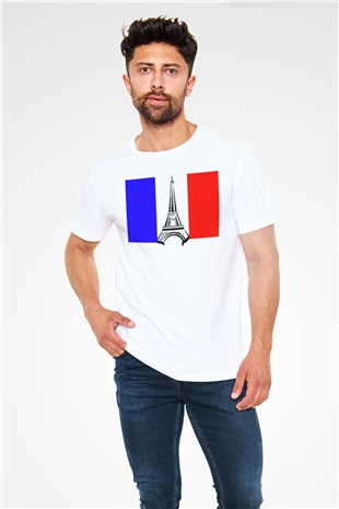 Fransa Beyaz Unisex Tişört T-Shirt - TişörtFabrikası